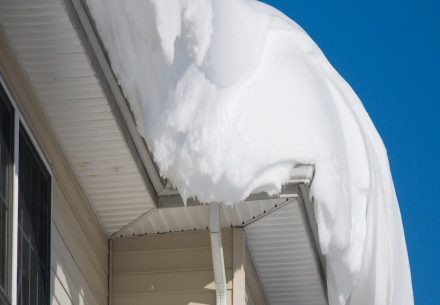 Snow drift on roof after two days of snowfalls